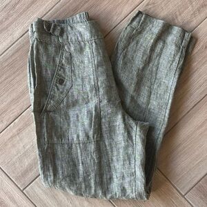 Athleta Women's Olive Green Linen Pants- SUPER CUTE- Sz 2